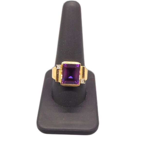 10KT YELLOW GOLD SIZE 10.5 8.8G DIAMOND / MYSTIC TOPAZ RING (142117-2)